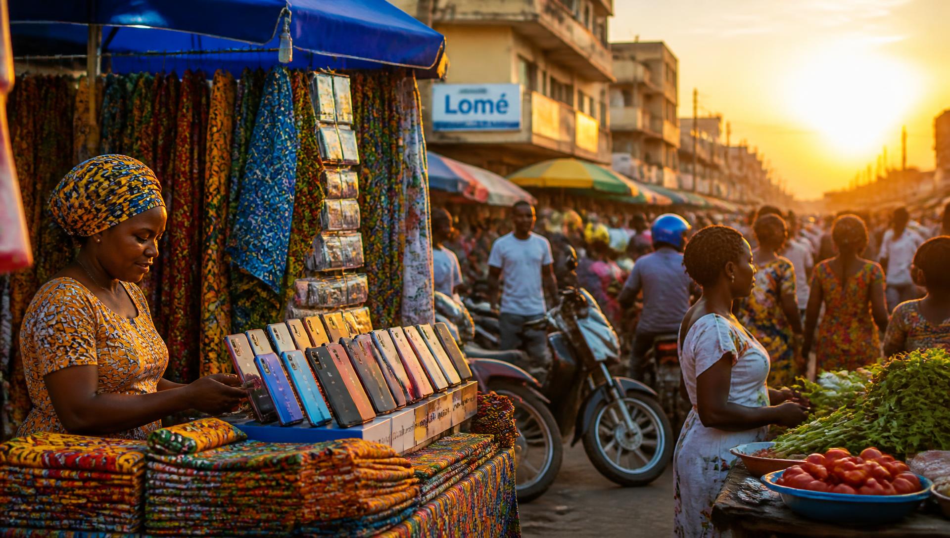Marché animé en Afrique de l'Ouest